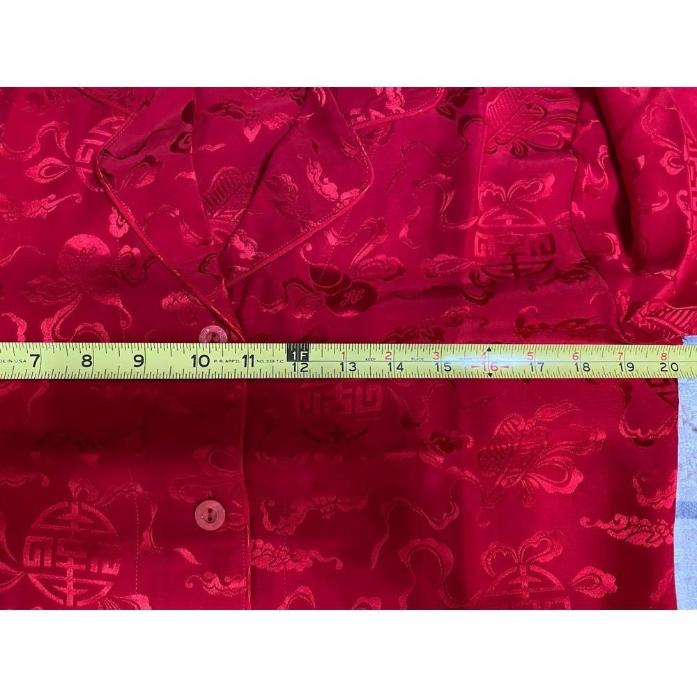 ⁠ASILK 100% Silk Pajamas Set Women M Red Jacquard Brocade Loungewear NWT - Picture 4 of 11